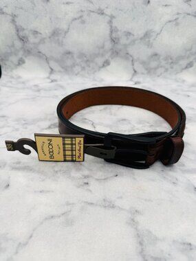 Boconi Leather Belt Brown Matte Black Buckle Casual 1.5in Width,Size 38-95,NEW